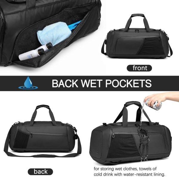 Gym bag for Men with Shoes Compartment - 40L Duffle Bag for Travel with Wet Pocket,3 in 1 Waterproof Sports Bags and Gym Backpack with Water Bottle Holder - Image 4
