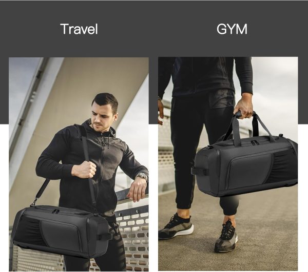 Gym bag for Men with Shoes Compartment - 40L Duffle Bag for Travel with Wet Pocket,3 in 1 Waterproof Sports Bags and Gym Backpack with Water Bottle Holder - Image 6