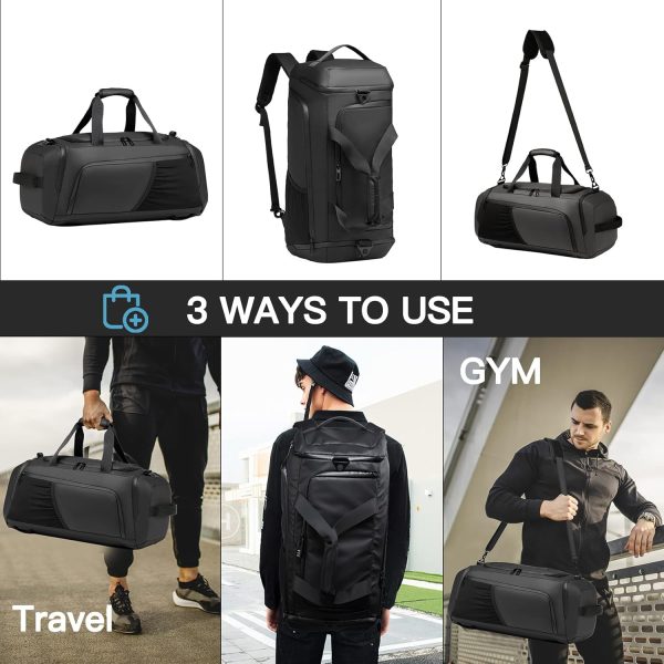 Gym bag for Men with Shoes Compartment - 40L Duffle Bag for Travel with Wet Pocket,3 in 1 Waterproof Sports Bags and Gym Backpack with Water Bottle Holder - Image 7
