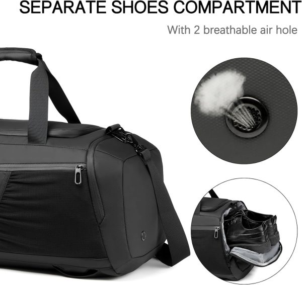 Gym bag for Men with Shoes Compartment - 40L Duffle Bag for Travel with Wet Pocket,3 in 1 Waterproof Sports Bags and Gym Backpack with Water Bottle Holder - Image 8