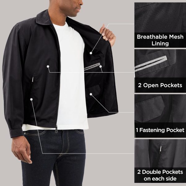 LONDON FOG Men's Auburn Zip-Front Golf Jacket (Regular & Big-Tall Sizes), Black, Large - Image 4
